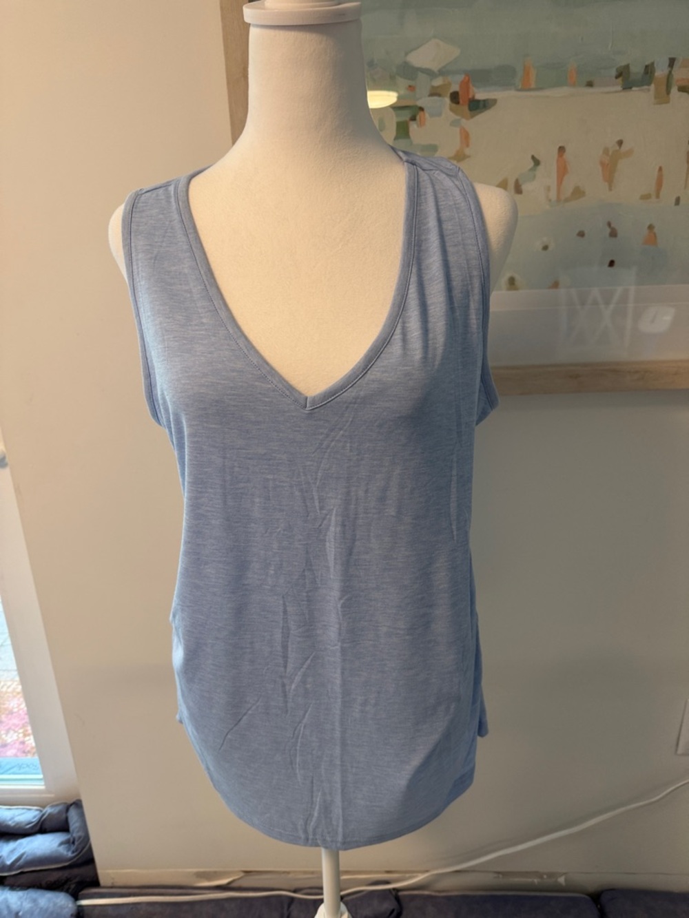 Light Blue V-Neck Women's Tank Top Size XL